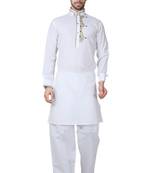 White plain cotton pathani-suits