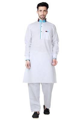 White plain cotton pathani-suits 1