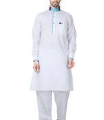 White plain cotton pathani-suits