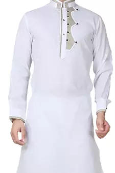 White plain cotton pathani-suits
