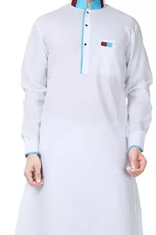 White plain cotton pathani-suits