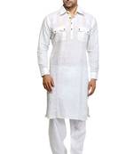 White plain cotton pathani-suits