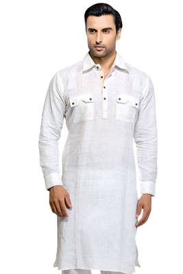 White plain cotton pathani-suits 2