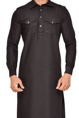 Black plain cotton pathani-suits 3