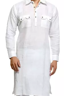 White plain cotton pathani-suits