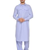 Purple plain cotton pathani-suits