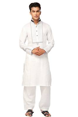 White plain cotton pathani-suits 1