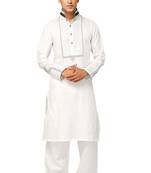 White plain cotton pathani-suits