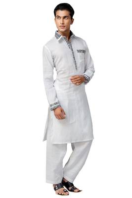 White plain cotton pathani-suits 1