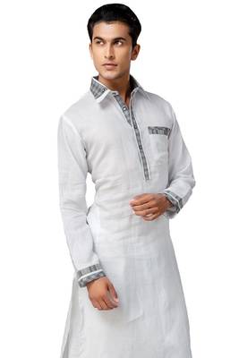 White plain cotton pathani-suits 2