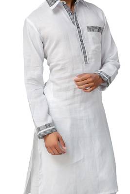 White plain cotton pathani-suits 3