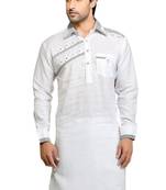 White plain linen pathani-suits
