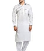 White plain linen pathani-suits