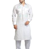 White plain linen pathani-suits