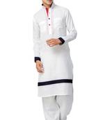 White plain linen pathani-suits