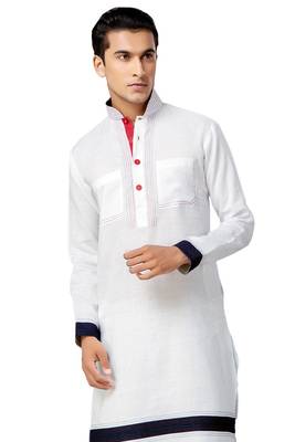 White plain linen pathani-suits 2