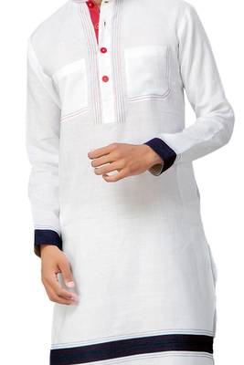 White plain linen pathani-suits 3