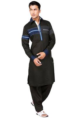 Black plain cotton pathani-suits 1