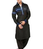 Black plain cotton pathani-suits