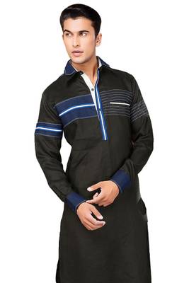 Black plain cotton pathani-suits 2