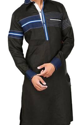 Black plain cotton pathani-suits 3