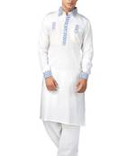 White plain linen pathani-suits