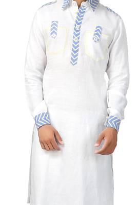 White plain linen pathani-suits 3
