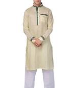 Beige plain linen pathani-suits