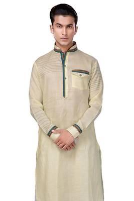 Beige plain linen pathani-suits 2