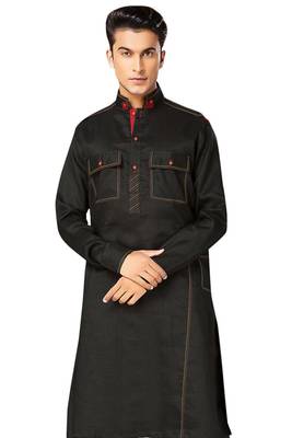 Black plain cotton pathani-suits 2
