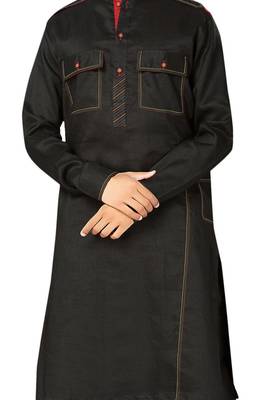 Black plain cotton pathani-suits 3