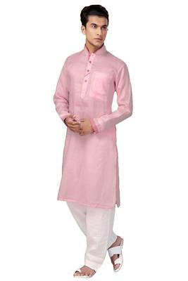 Pink plain cotton pathani-suits 1
