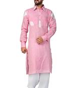 Pink plain cotton pathani-suits