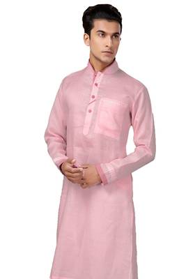Pink plain cotton pathani-suits 2