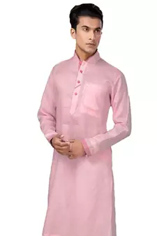 Pink plain cotton pathani-suits
