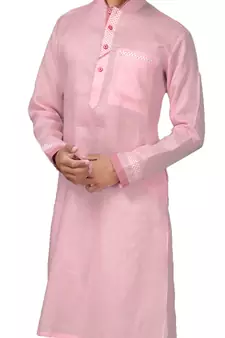 Pink plain cotton pathani-suits