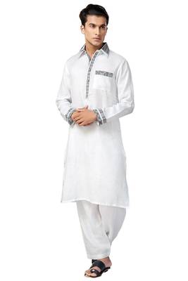 White plain cotton pathani-suits 1