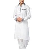 White plain cotton pathani-suits