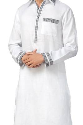 White plain cotton pathani-suits 3