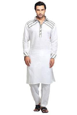 White plain cotton pathani-suits 1