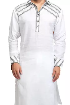 White plain cotton pathani-suits