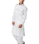 White plain cotton pathani-suits