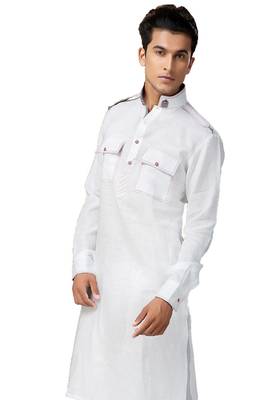 White plain cotton pathani-suits 2