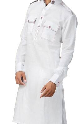 White plain cotton pathani-suits 3