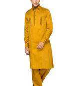Yellow plain cotton pathani-suits
