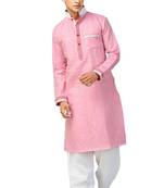 Pink plain linen pathani-suits