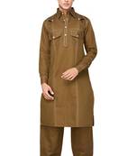 Brown plain cotton pathani-suits
