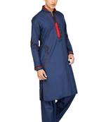 Blue plain cotton pathani-suits