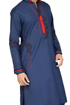 Blue plain cotton pathani-suits