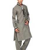 Grey plain cotton pathani-suits